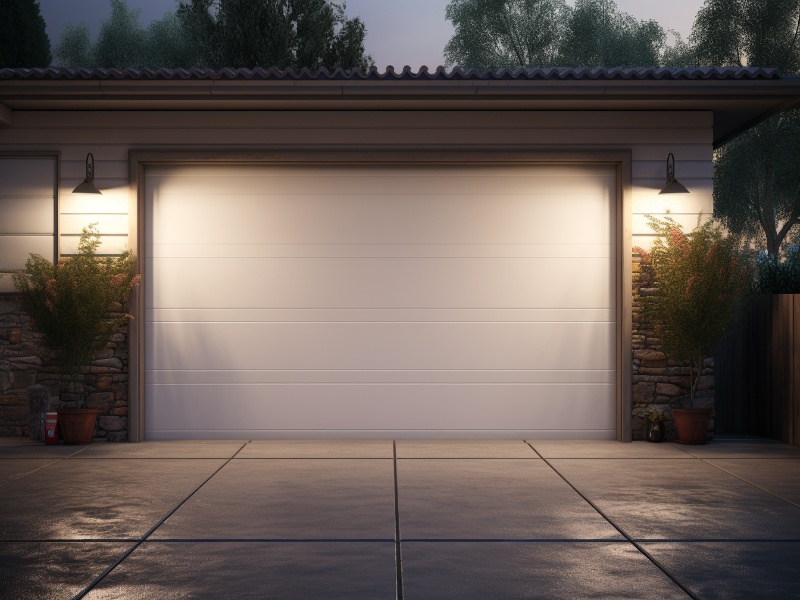 Aluminum garage door with a sleek, contemporary design.