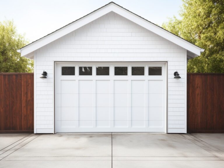 New, classic white standard size garage door in Ardmore, PA.