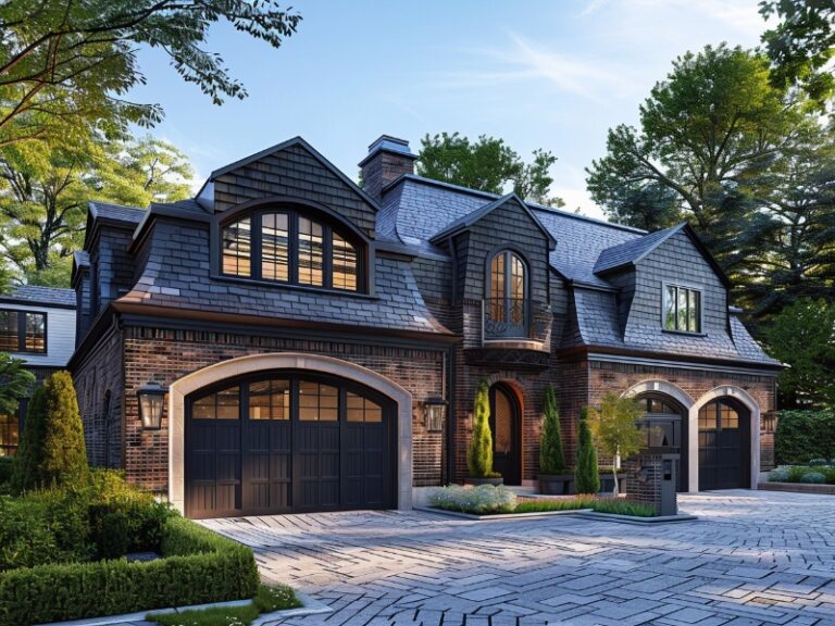 Custom-designed garage door by Raynor, enhancing home curb appeal.