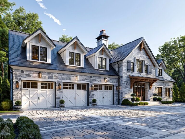 Image of a garage door with a quiet belt drive Raynor Garage Door Opener, ideal for garages near living areas.