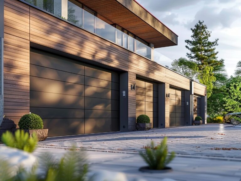 Modern garage door in Berwyn, PA, expertly maintained using the best garage door lubricant.