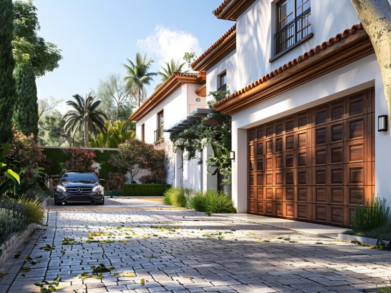 Brand new garage door replacement, traditional wood garage door.