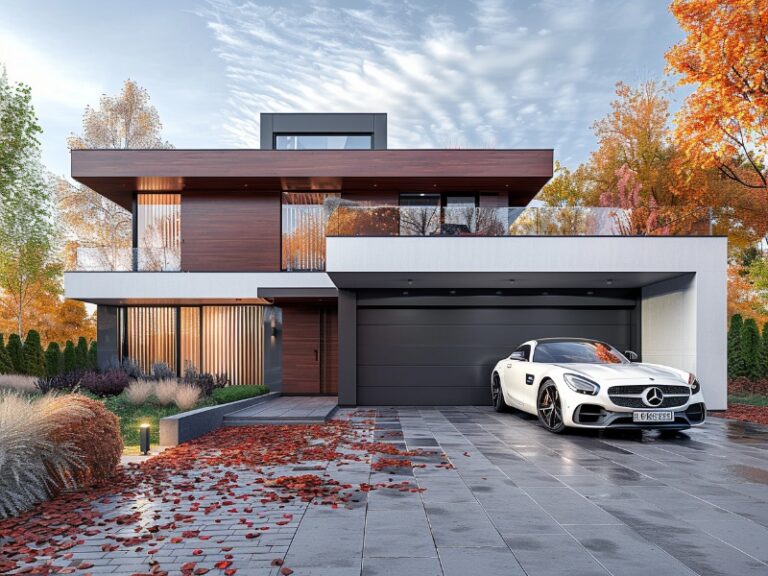 New, modern, quiet garage door running on smooth tracks, with well-oiled springs.