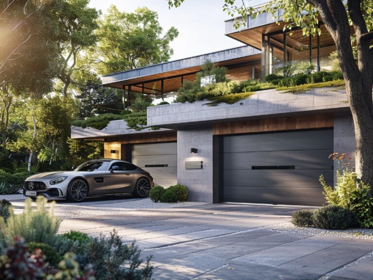 Contemporary garage door with Advanced security and automatic garage door locks.