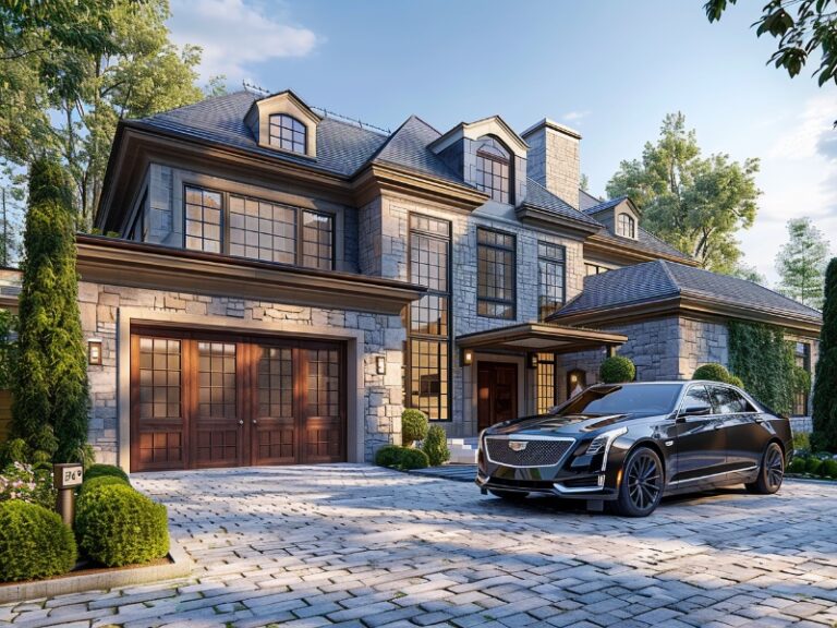Modern sectional garage door with sleek design.