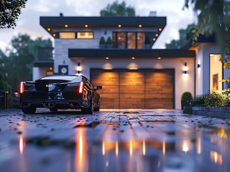 Newly repaired modern garage door. Repaired by the best garage door company near you in Berwyn, PA, Dreifuss Garage Doors.
