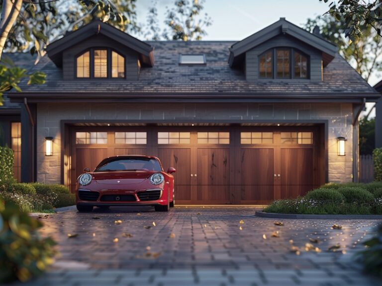 Modern home maximizing with a sleek sectional garage door.