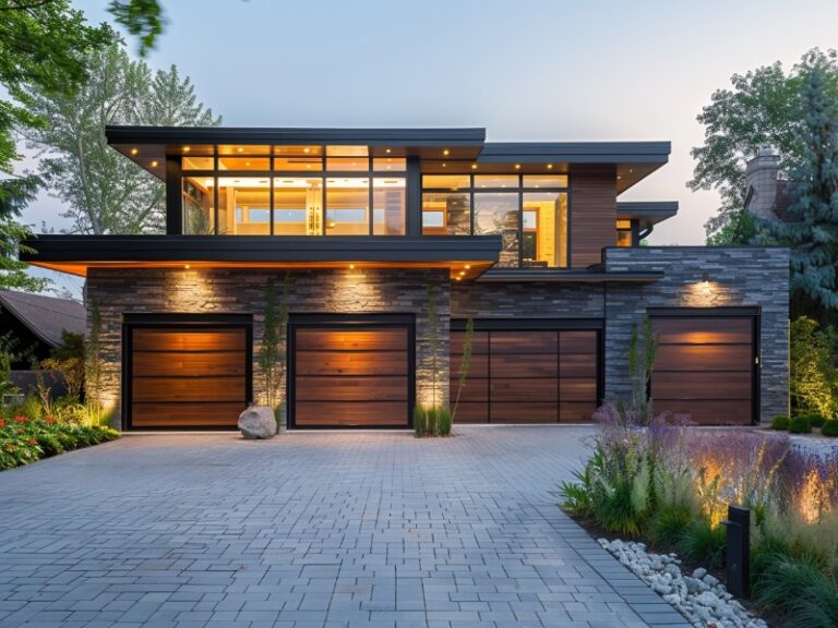 A Philadelphia residence with multiple garage doors in various sizes.