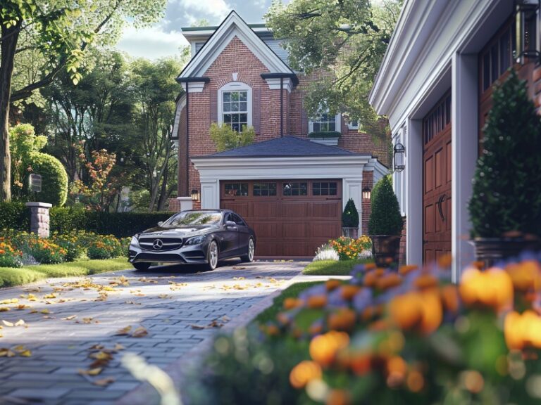 Home with insulated garage doors for improved curb appeal.