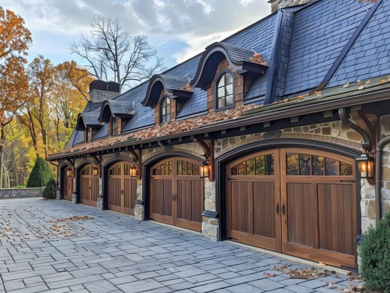 Custom, designer garage doors on a unique home.