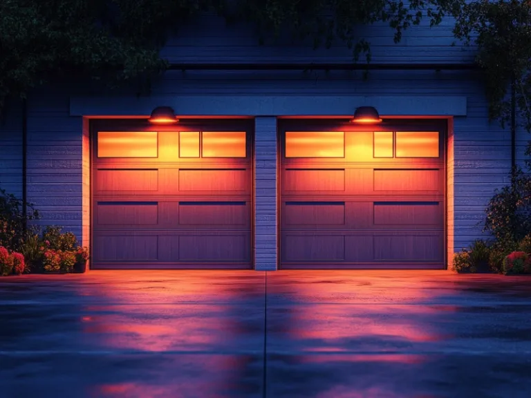 A garage door with garage door lighting kit