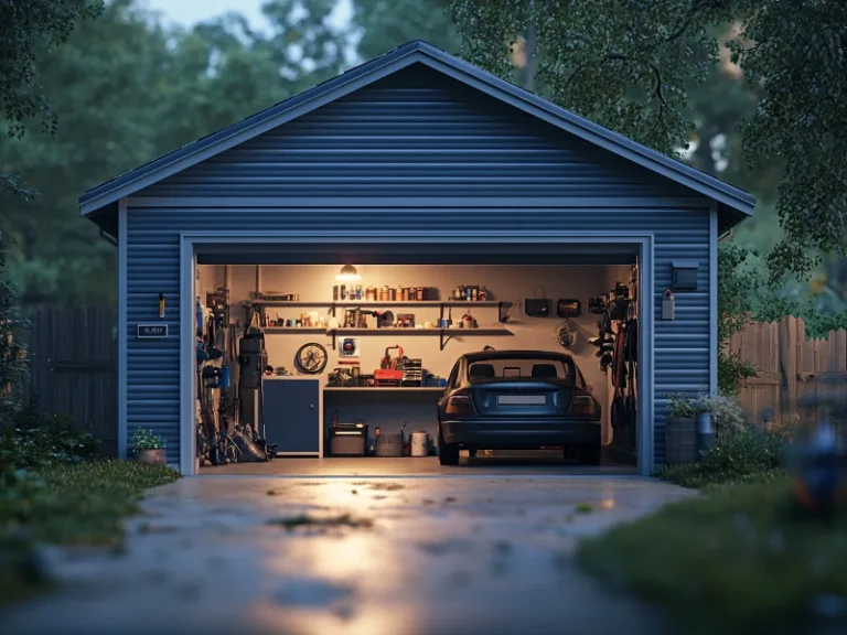 Cozy garage with a car and tools inside. Quick and reliable garage opener repair in Berwyn, PA!