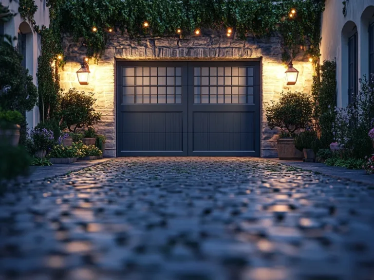 Elegant garage with stone accents and ivy, emphasizing how to secure your property with a garage gate in Berwyn, PA.