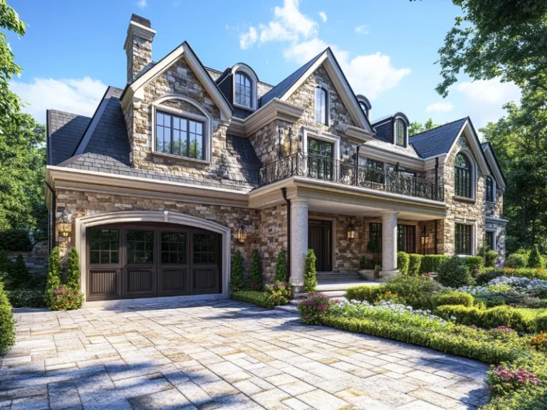 Transform your elegant stone house, surrounded by a lush, well-manicured garden, with a stunning black glass garage door in Berwyn, PA