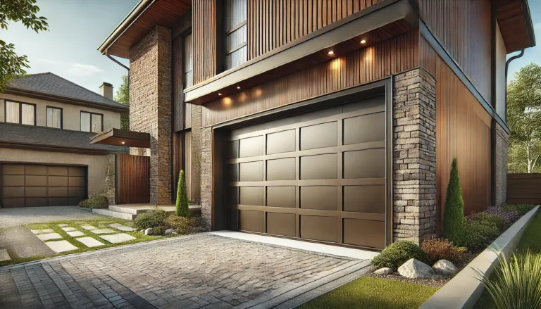 Discover the price of garage doors in Bryn Mawr, PA, and see how a sleek, modern design like this dark brown garage door with a grid-like panel pattern can enhance your home's curb appeal.